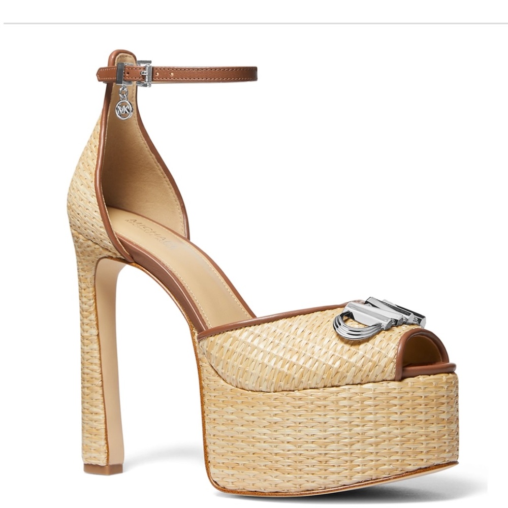 NEW Michael Kors Martina Raffia Platform Sandals